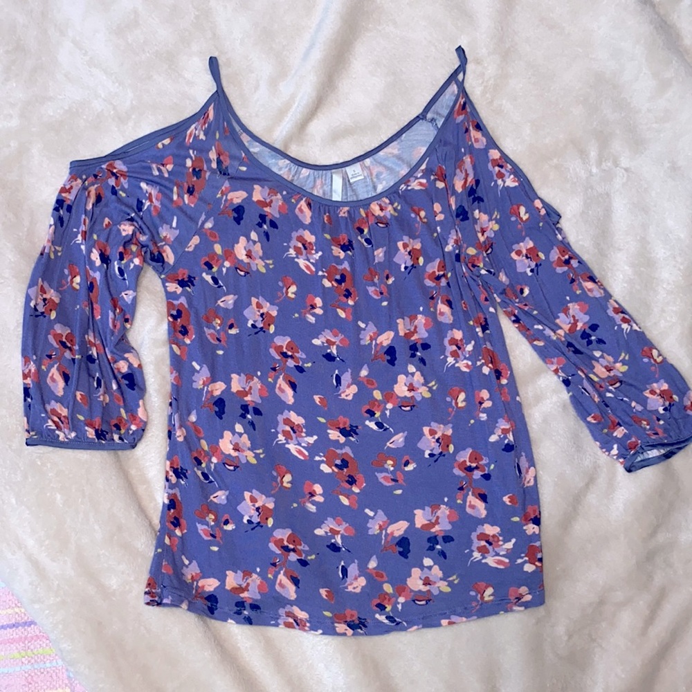 Lauren Conrad cold shoulder floral top Sz Small